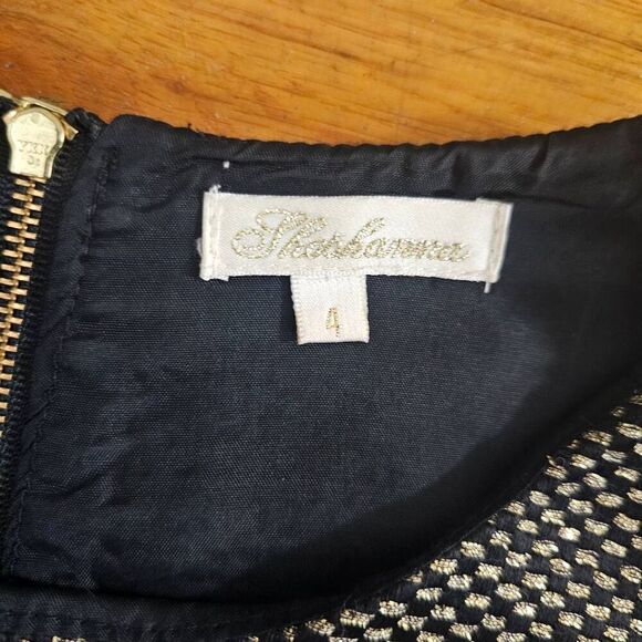 Shoshanna Sheath Dress Size 4 Black Gold Sleeveless Above Knee - Picture 3 of 9